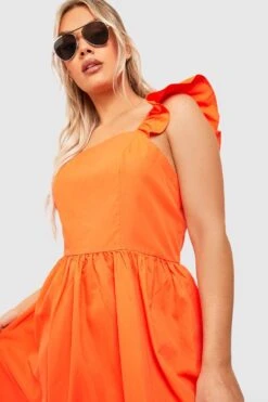 Grande Taille - Robe Mi-longue à Volants -BOOHO Kleidung Magasin gzz41327 orange xl 2