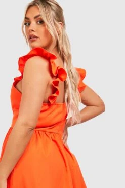 Grande Taille - Robe Mi-longue à Volants -BOOHO Kleidung Magasin gzz41327 orange xl 3