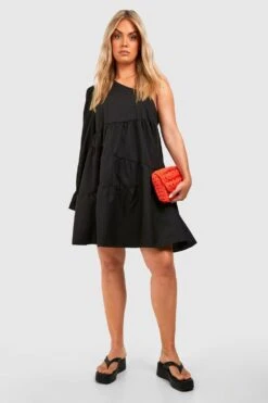 BOOHOO Grande Taille - Robe Asymétrique à Volants étagés -BOOHO Kleidung Magasin gzz41330 black xl 2