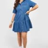 Grande Taille - Robe Babydoll En Jean -BOOHO Kleidung Magasin gzz41361 mid20blue xl