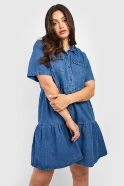 Grande Taille - Robe Babydoll En Jean -BOOHO Kleidung Magasin gzz41361 mid20blue xl 2