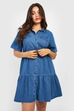 Grande Taille - Robe Babydoll En Jean -BOOHO Kleidung Magasin gzz41361 mid20blue xl 3