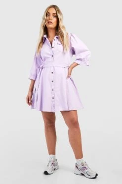 Grande Taille - Robe Patineuse En Jean à Ceinture