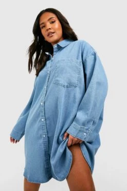 Grande Taille - Robe Chemise Oversize En Jean -BOOHO Kleidung Magasin gzz41368 light20wash xl 2