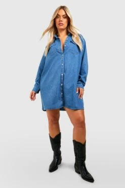 Grande Taille - Robe Chemise En Jean -BOOHO Kleidung Magasin gzz41369 stonewash xl 2