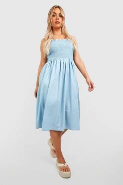 Grande Taille - Robe Babydoll Froncée En Jean -BOOHO Kleidung Magasin gzz41376 light20blue xl 2