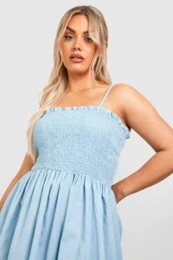 Grande Taille - Robe Babydoll Froncée En Jean -BOOHO Kleidung Magasin gzz41376 light20blue xl 3