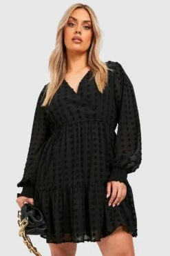 Grande Taille - Robe Patineuse En Plumetis -BOOHO Kleidung Magasin gzz41397 black xl 2