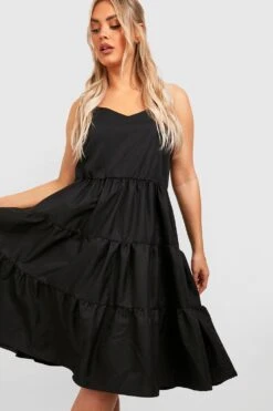 Grande Taille - Robe Babydoll à Volants étagés -BOOHO Kleidung Magasin gzz41446 black xl 2