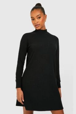 Tall - Robe Texturée à Col Cheminée -BOOHO Kleidung Magasin gzz41454 black xl 2