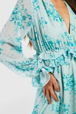 BOOHOO Robe Longue Imprimée à Volants -BOOHO Kleidung Magasin gzz41690 multi xl 3