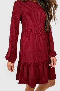 Robe Froncée à Manches Longues 9 Robe Froncée à Manches Longues -BOOHO Kleidung Magasin gzz41769 berry xl 3