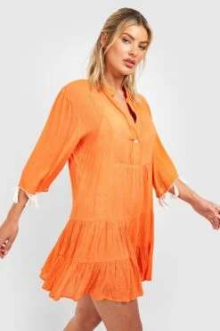 Robe Tunique Plage à Pompons -BOOHO Kleidung Magasin gzz42412 orange xl 2