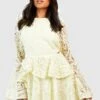 Petite - Robe Premium En Dentelle à Manches évasées -BOOHO Kleidung Magasin gzz42526 lemon xl
