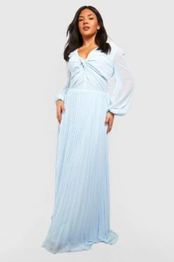 Grande Taille - Robe Longue Torsadée En Mousseline De Soie -BOOHO Kleidung Magasin gzz42537 sky20blue xl 2