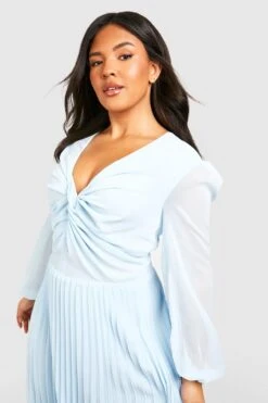 Grande Taille - Robe Longue Torsadée En Mousseline De Soie -BOOHO Kleidung Magasin gzz42537 sky20blue xl 3