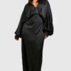 Grande Taille - Robe Longue Satinée Décolletée -BOOHO Kleidung Magasin gzz42544 black xl
