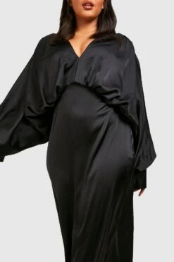 Grande Taille - Robe Longue Satinée Décolletée -BOOHO Kleidung Magasin gzz42544 black xl 3
