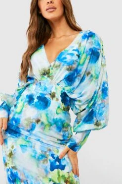 Robe Mi-longue Fleurie à Manches Tombantes -BOOHO Kleidung Magasin gzz42572 blue xl 2
