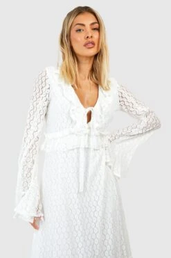 Robe Longue En Dentelle à Volants -BOOHO Kleidung Magasin gzz42599 ivory xl 2