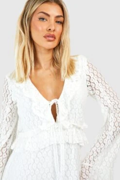 Robe Longue En Dentelle à Volants -BOOHO Kleidung Magasin gzz42599 ivory xl 3