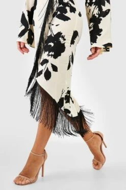 Robe Portefeuille Fleurie à Franges 9 Robe Portefeuille Fleurie à Franges -BOOHO Kleidung Magasin gzz42606 cream xl 3