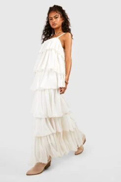Robe Longue à Volants étagés -BOOHO Kleidung Magasin gzz42615 cream xl 2