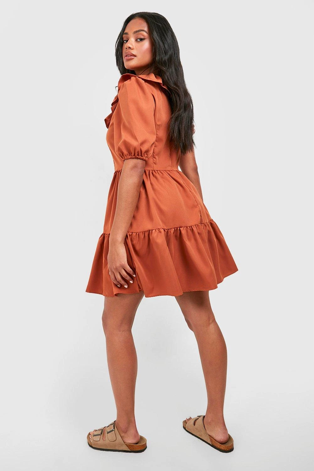 Robe Babydoll En Popeline à Volants 4 Robe Babydoll En Popeline à Volants – Image 2