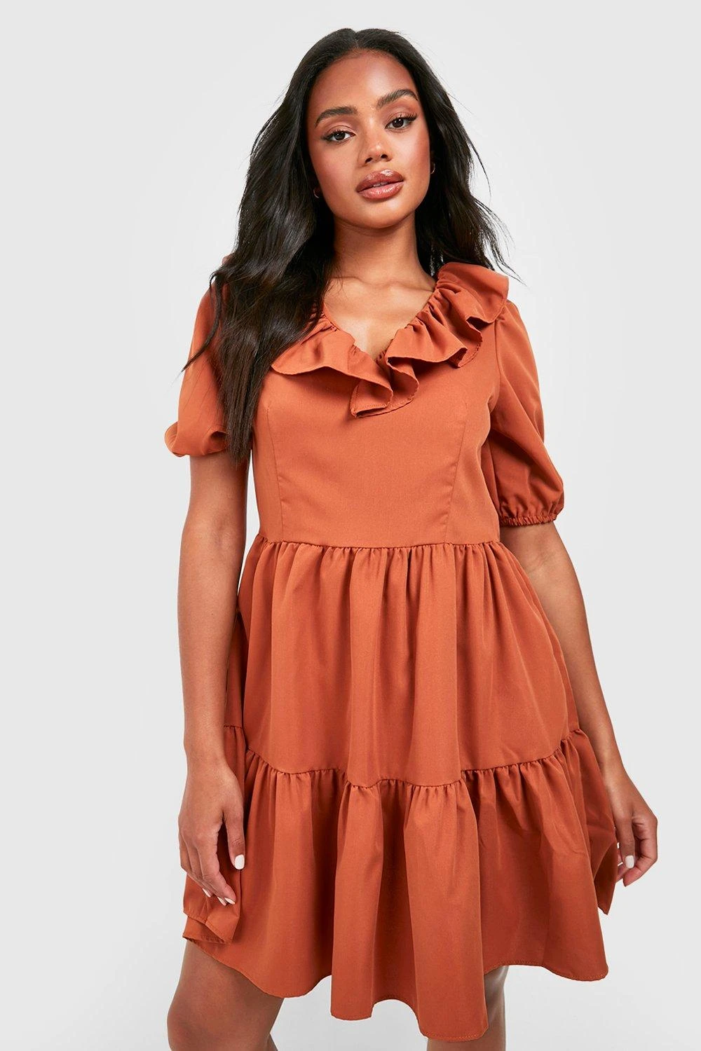 Robe Babydoll En Popeline à Volants 5 Robe Babydoll En Popeline à Volants – Image 3