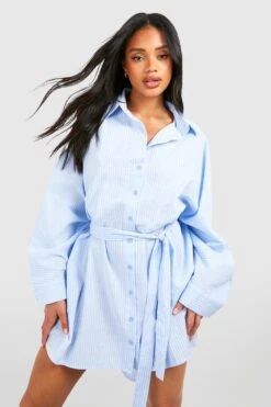Robe Chemise Rayée En Coton -BOOHO Kleidung Magasin gzz42656 blue xl 2