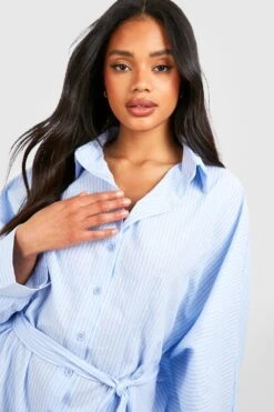 Robe Chemise Rayée En Coton -BOOHO Kleidung Magasin gzz42656 blue xl 3