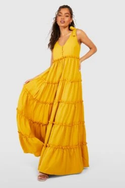 Robe Longue à Volants étagés