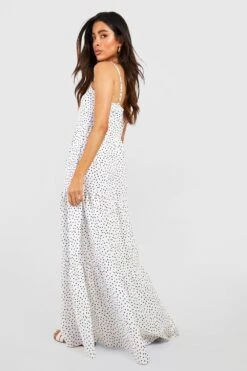 Robe Longue à Pois Et Volants étagés -BOOHO Kleidung Magasin gzz42670 ivory xl 1