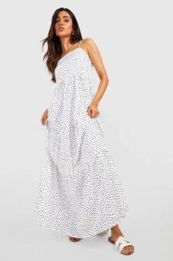 Robe Longue à Pois Et Volants étagés -BOOHO Kleidung Magasin gzz42670 ivory xl 2