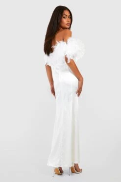 Robe Longue Satinée à Plumes Premium 8 Robe Longue Satinée à Plumes Premium -BOOHO Kleidung Magasin gzz42701 white xl 2