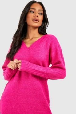 Robe Pull Premium à Col V -BOOHO Kleidung Magasin gzz42703 hot20pink xl 2