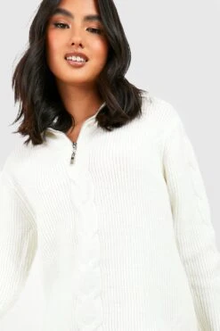 Robe Pull Zippée En Maille Torsadée Premium 9 Robe Pull Zippée En Maille Torsadée Premium -BOOHO Kleidung Magasin gzz42706 ivory xl 3