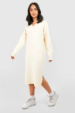 Robe Pull Premium à Col V -BOOHO Kleidung Magasin gzz42707 cream xl 2