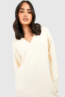 Robe Pull Premium à Col V -BOOHO Kleidung Magasin gzz42707 cream xl 3