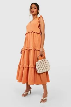 Robe Texturée à Volants 8 Robe Texturée à Volants -BOOHO Kleidung Magasin gzz42728 orange xl 2