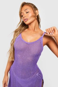 Robe De Plage Pastel En Crochet -BOOHO Kleidung Magasin gzz42770 lilac xl 3