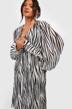 Grande Taille - Robe Patineuse Zébrée à Volants -BOOHO Kleidung Magasin gzz42899 black xl 2