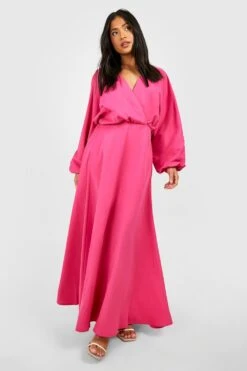 BOOHOO Petite - Robe Portefeuille à Manches Larges -BOOHO Kleidung Magasin gzz42909 pink xl 2