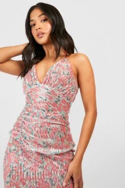 BOOHOO Petite - Robe Mi-longue Pailletée Fleurie 9 BOOHOO Petite - Robe Mi-longue Pailletée Fleurie -BOOHO Kleidung Magasin gzz43641 pink xl 3