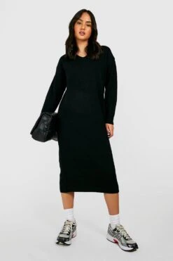 Robe Longue En Maille à Col V -BOOHO Kleidung Magasin gzz43694 black xl 2