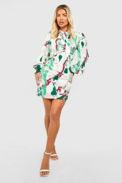 Robe Courte à Imprimé Marbre -BOOHO Kleidung Magasin gzz43734 green xl 2