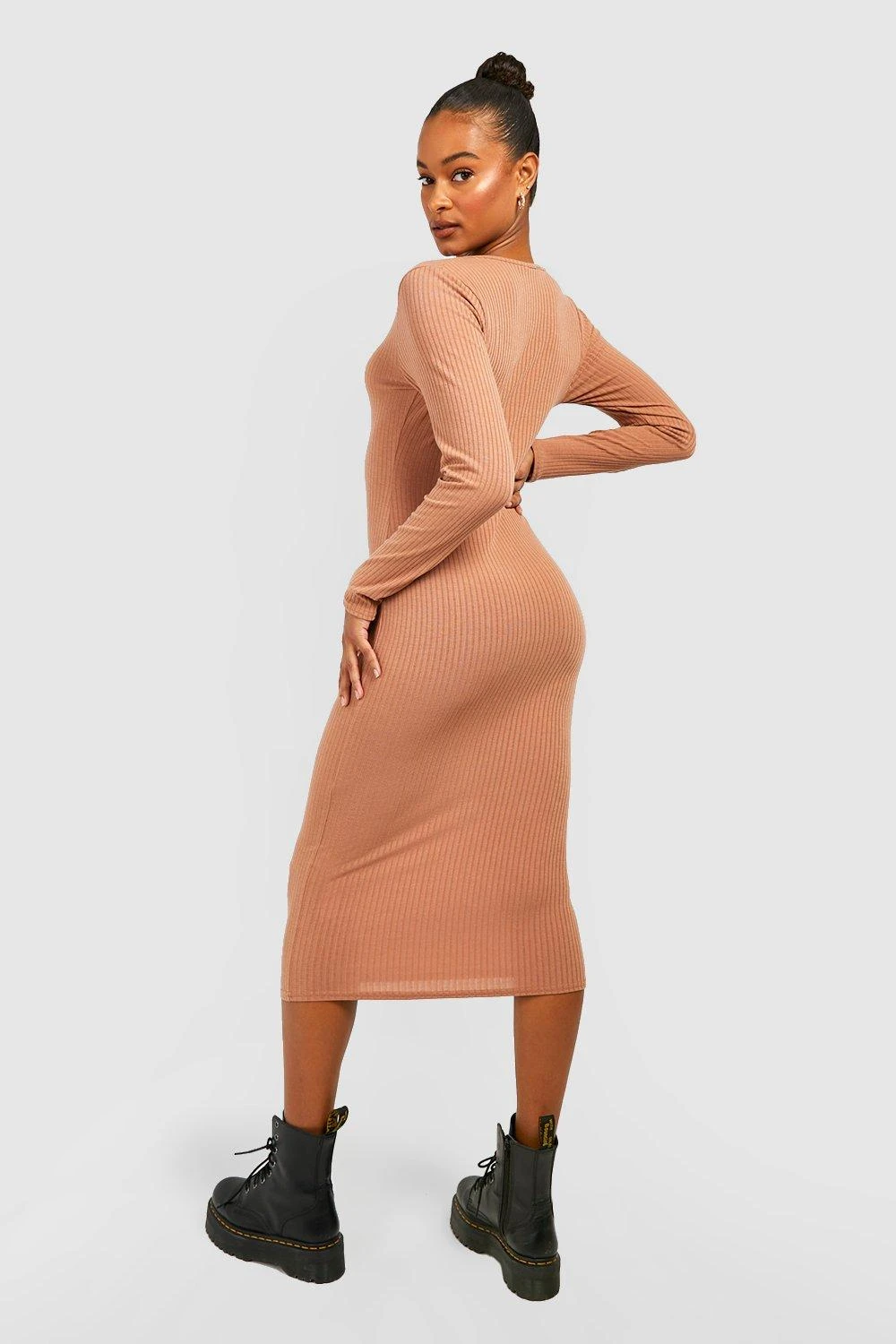 Tall - Robe Mi-longue Côtelée à Manches Longues 4 Tall - Robe Mi-longue Côtelée à Manches Longues – Image 2