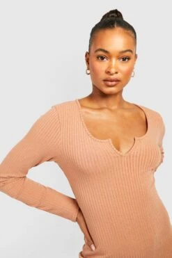 Tall - Robe Mi-longue Côtelée à Manches Longues 9 Tall - Robe Mi-longue Côtelée à Manches Longues -BOOHO Kleidung Magasin gzz43914 stone xl 3