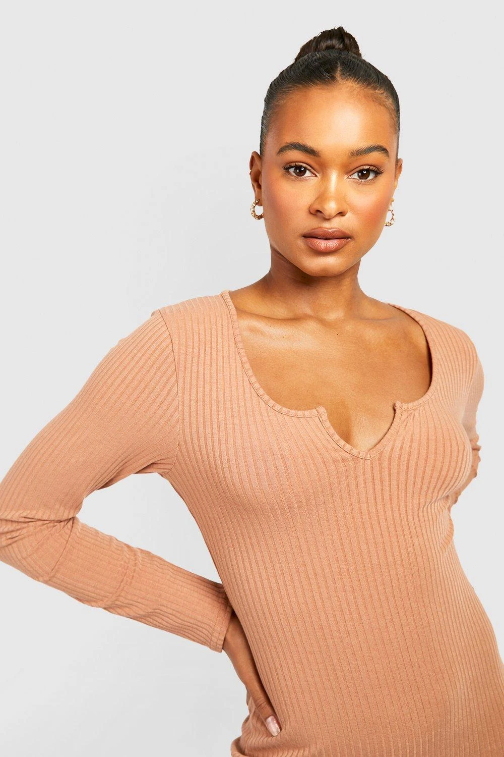 Tall - Robe Mi-longue Côtelée à Manches Longues 6 Tall - Robe Mi-longue Côtelée à Manches Longues – Image 4