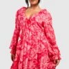 Grande Taille - Robe Babydoll Imprimée -BOOHO Kleidung Magasin gzz43921 pink xl